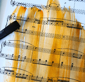 Painted sheet music: yellow
