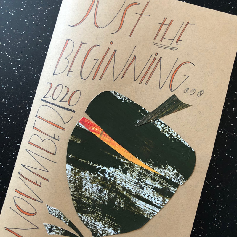 Journal cover with acorn and words: Just the beginning, November 2020