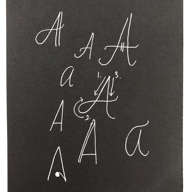 Variations on the letter a = handwritten