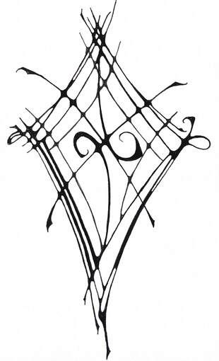 Black and white drawing of face card symbol: diamond