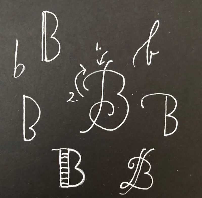 Variations on the letter b - handwritten