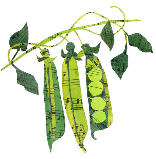collage of peas on the vine