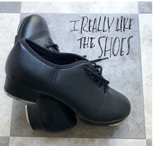 Tap Shoes with words: I really like the shoes